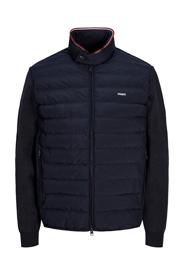 Men's Jprblugarry Knitted Sleeves Stand Collar Jacket Coat 12303513 Navy Blue