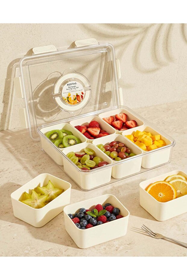 White Rectangle Snacks Serving Tray Set (8 Piece)