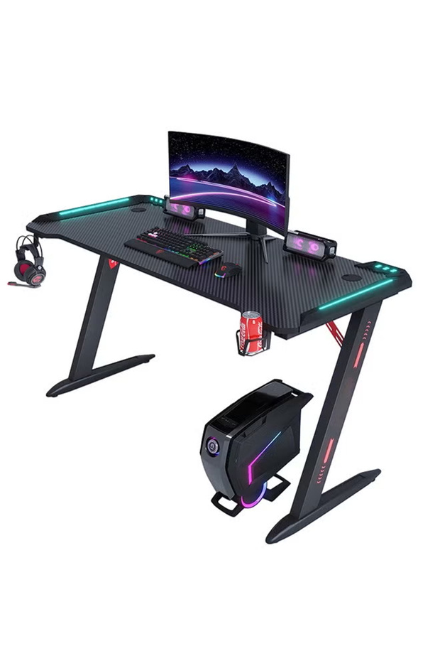 Ergonomic Gaming and Computer Desk with LED Lights 120 CM