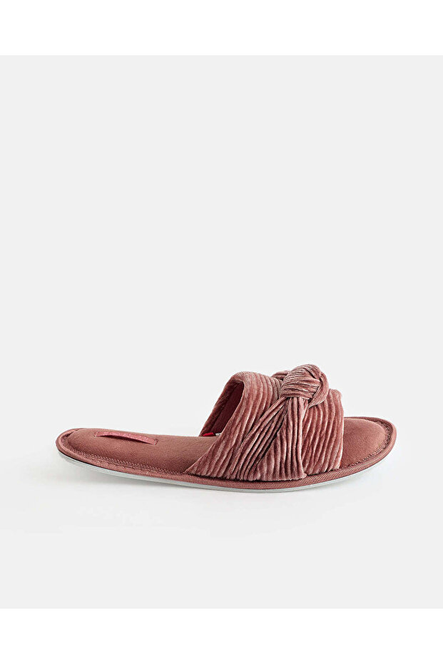 Women Pink Knot Detail Mule Slippers