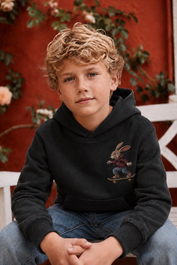 Boy's Hooded Printed Sweatshirt – Casual Hoodie with Kangaroo Pocket