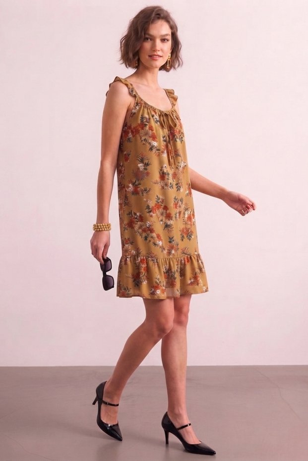 Women's Woven Mira Ruffle Dress Cheddarflower