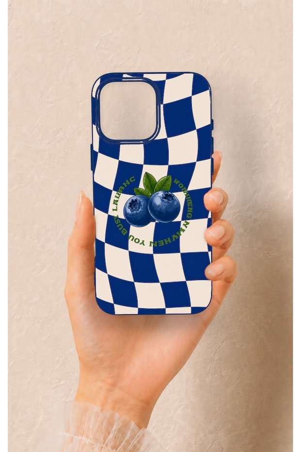 iPhone 16 Pro Max Compatible Blueberry Patterned Silicone Case