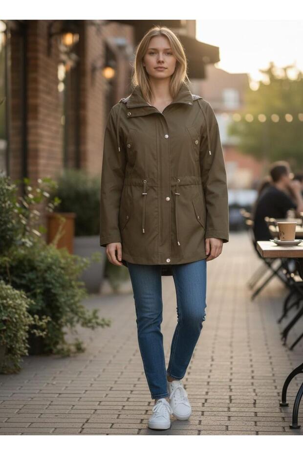 Women's Plus Size Spring Khaki Trench Coat 80 cm