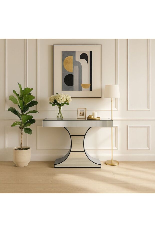 Nexxus Console Table Silver/Black With 2-Year , Interior Furniture For Family Living Spaces