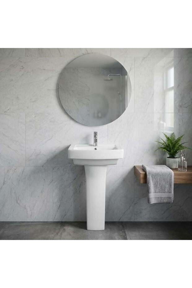 Luxe Atlantis Ceramic Wash Basin With Pedestal 600x480x830mm