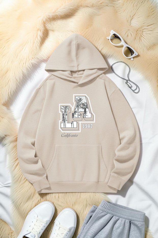 Unisex California 1987 Printed Oversize Hoodie Hooded Sweatshirt