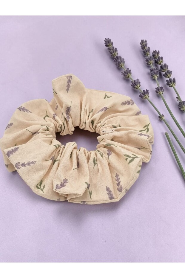 Lilora Lavender Patterned Scrunchie Hair Clip