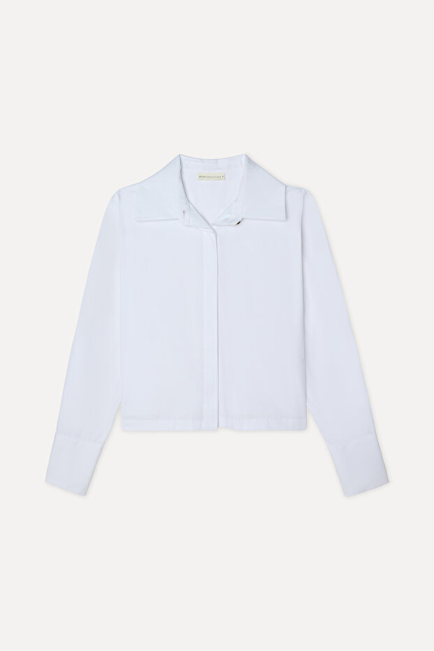 Women's White Loose Fit Long Sleeve Shirt