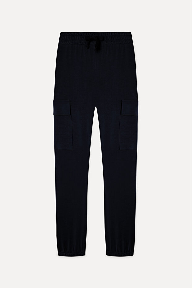 Women's Black Modal Blend Jogger Pants
