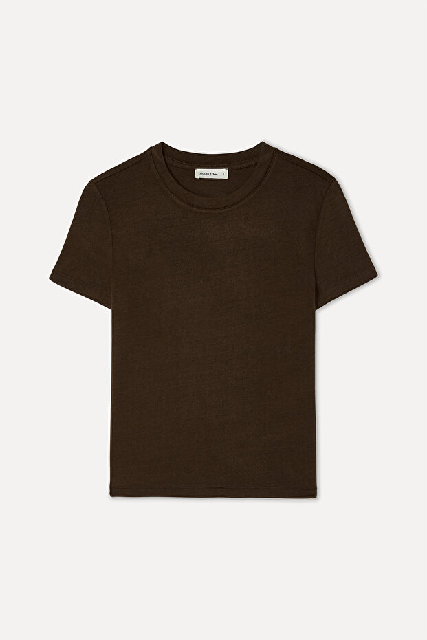 Women's Brown Crew Neck T-Shirt