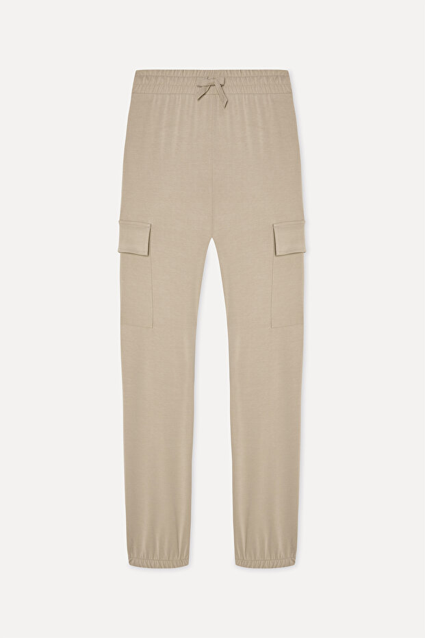 Women's Beige Modal Blend Jogger Pants