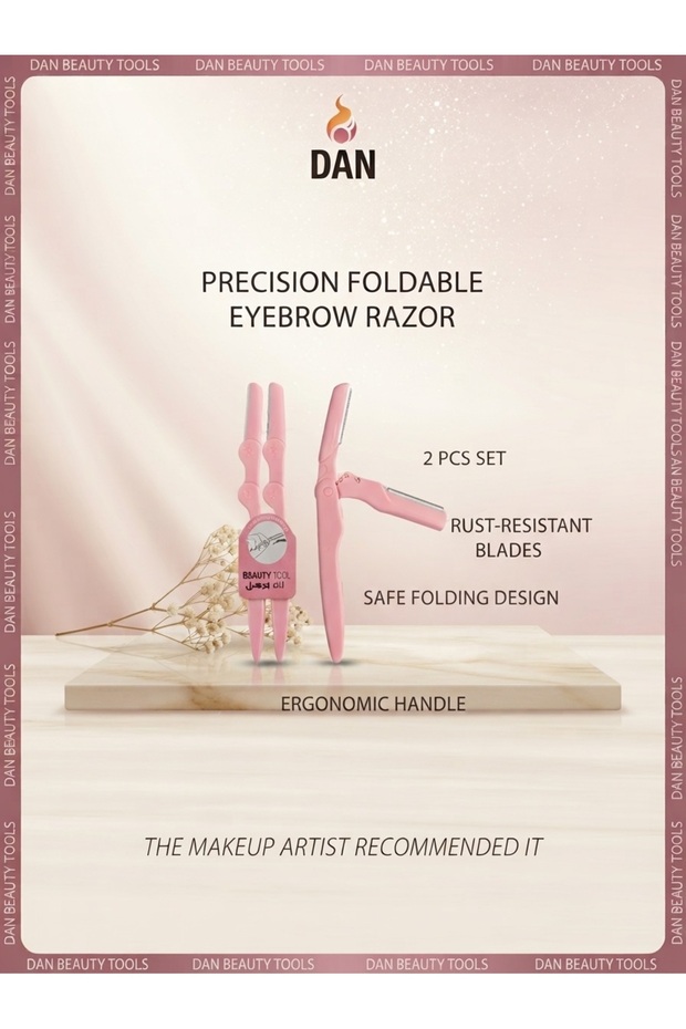 DAN Foldable Eyebrow Razor Set | 2-Piece Precision Face & Eyebrow Shaper with Safety Guards and Rust-Resistant Stainless Steel Blades