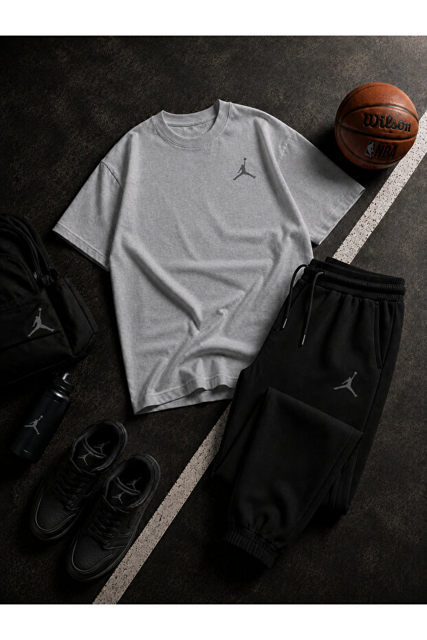 Basket Printed Cotton Oversize T-Shirt Tracksuit Premium Set