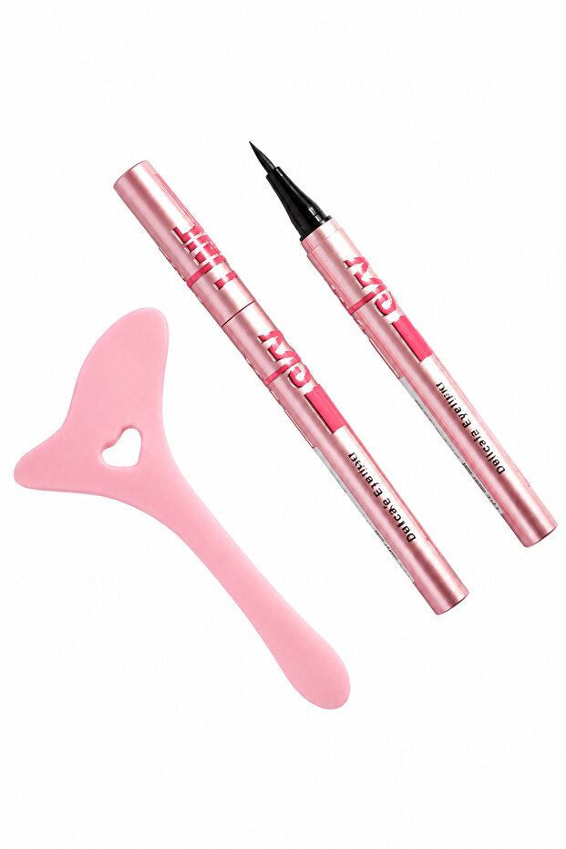 Black Dipliner Eyeliner Pen and Eyeliner Drawing Tool 2-Piece Makeup Set
