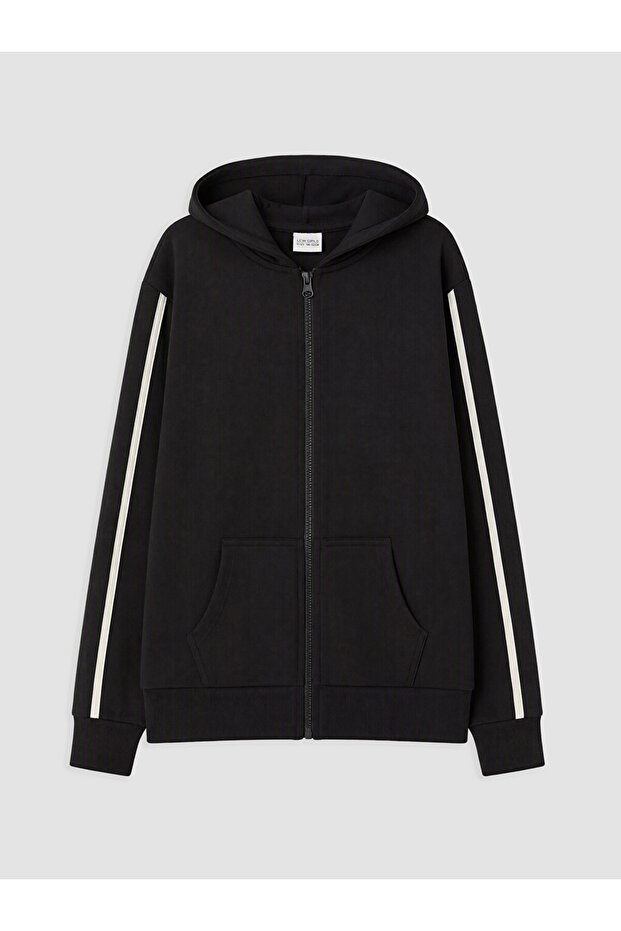 Hooded girl's zippered sweatshirt