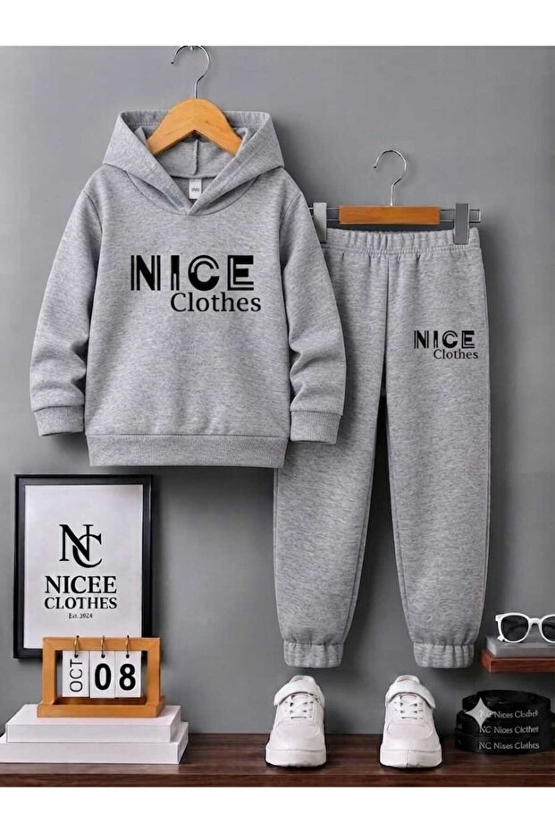 Children's Tracksuit Set Unisex (Black Inicee Clothes Winter Print)