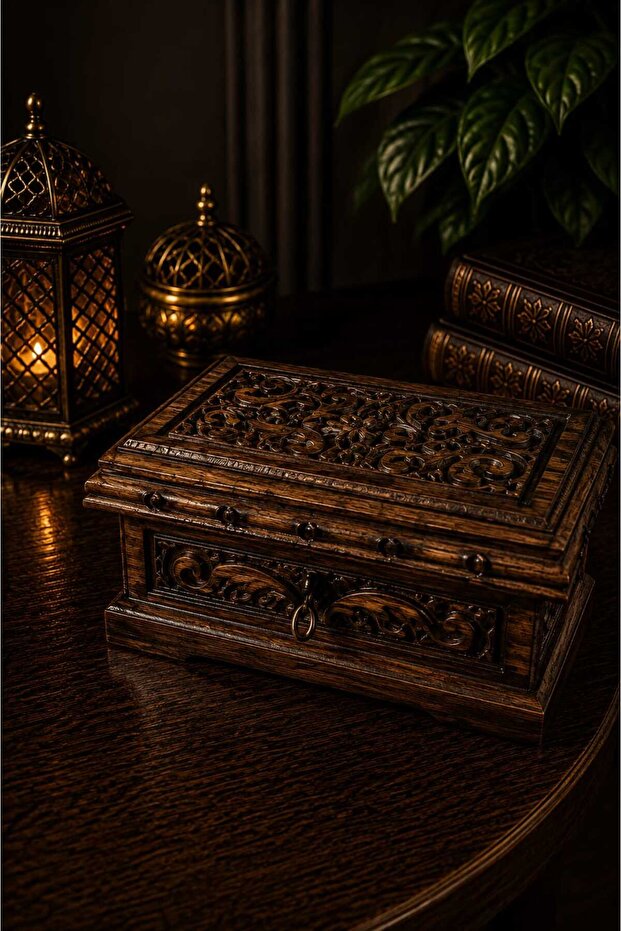 Authentic Wooden Chest – Decorative Jewelry, Gemstone, and Souvenir Box with Lock 25*15 1Pc