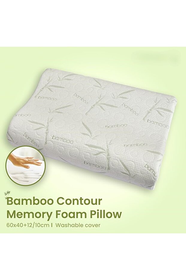 ® Bamboo Contour Memory Foam Pillow With Removable Cover - Hypoallergenic & Breathable- 60x40x12cm