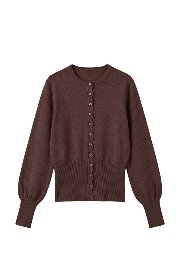 Brown Patchwork Long Sleeve Cardigan