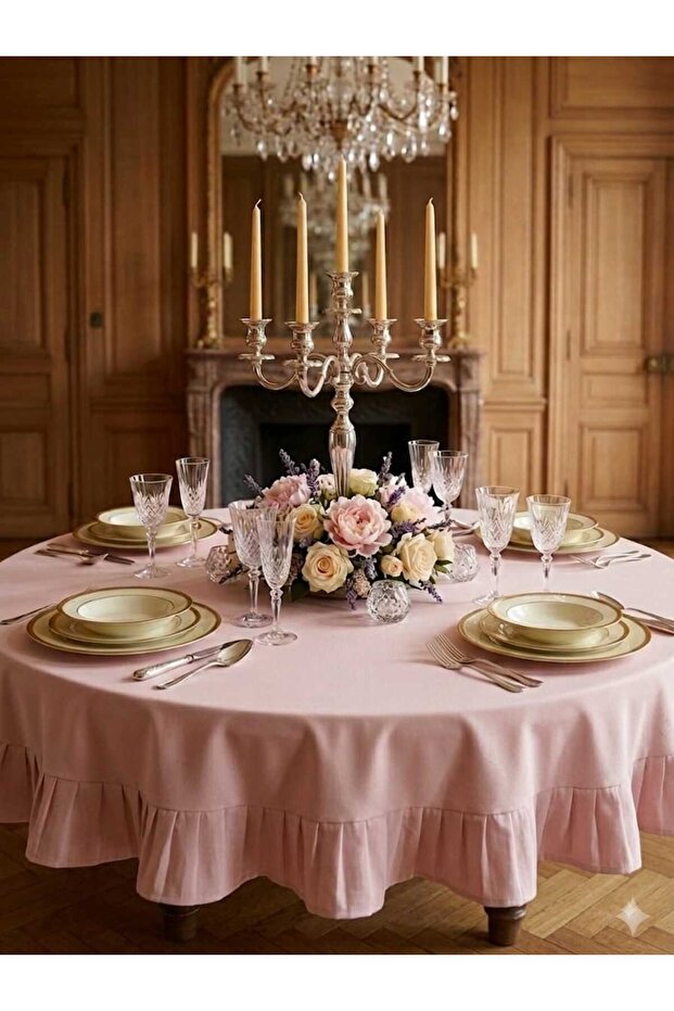 Round Ruffled Tablecloth - Hassle-Free - Water Repellent