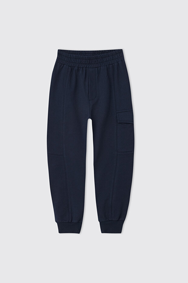 Boy's navy blue sweatpants with elastic waist