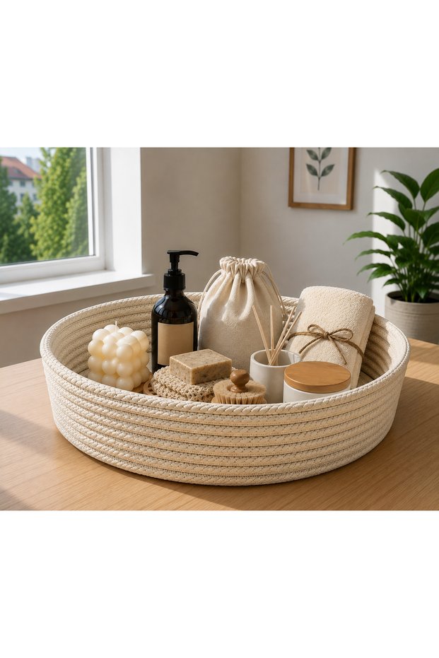 Decorative Basket 30X8 cm | Multi-Purpose Knitting Organizer | Stylish Organizer Basket | For Living Room, Bathroom, and Bedroom