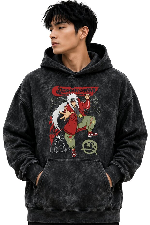 Jiraiya Naruto Anime Printed Unisex Oversize Washable Premium Hoodie Sweatshirt