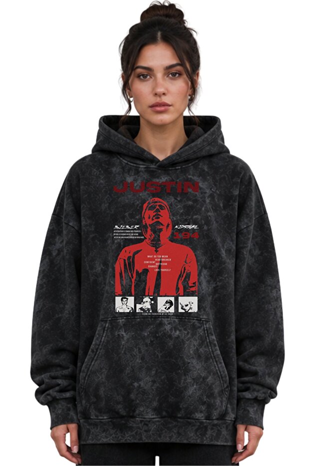 Justin Bieber Singer Printed Unisex Oversize Washable Premium Hoodie Sweatshirt