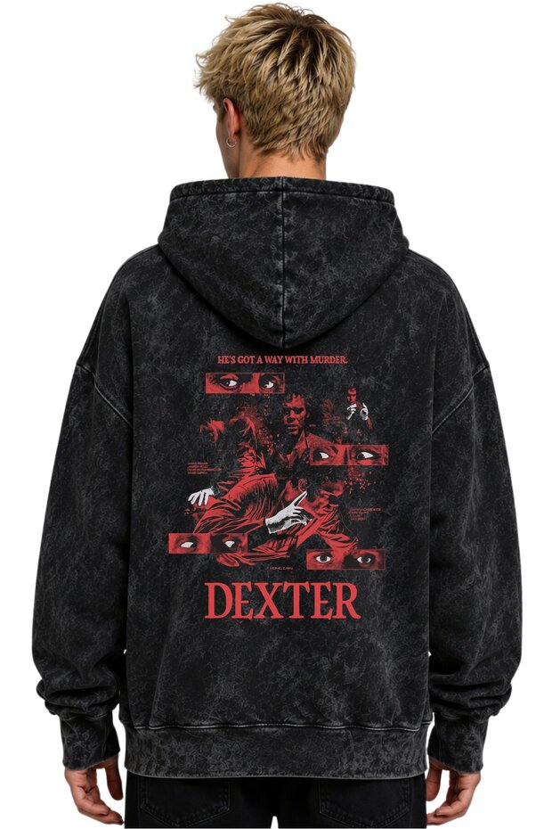 Dexter Series Printed Unisex Oversize Washable Hoodie Sweatshirt