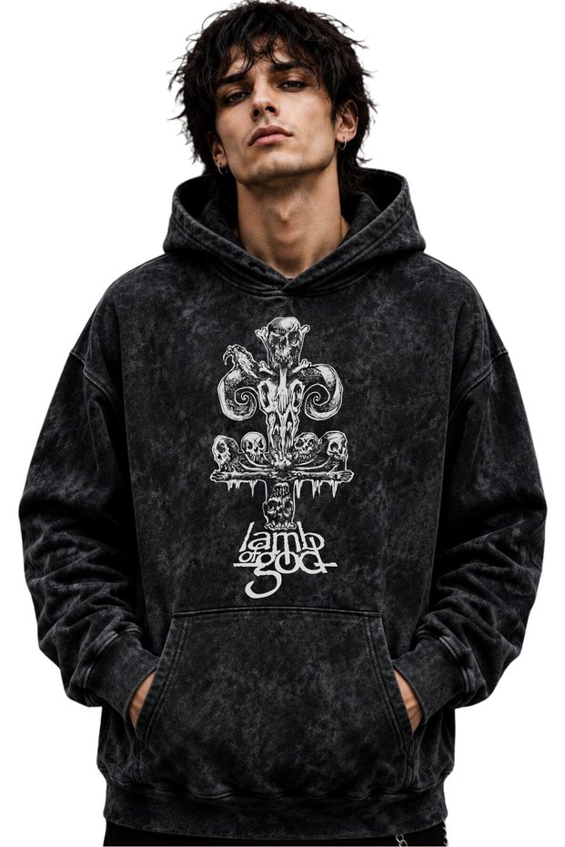 Lamb of God Rock Metal Music Band Printed Unisex Oversize Premium Washable Hoodie Sweatshirt