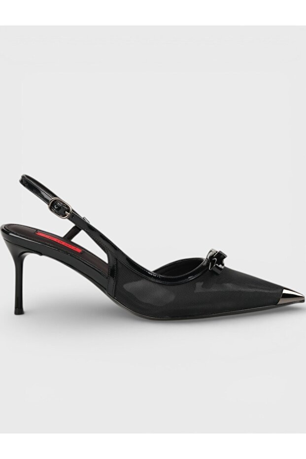 Women's summer 7cm thin open heeled shoes - 574 5740 - black patent leather mesh