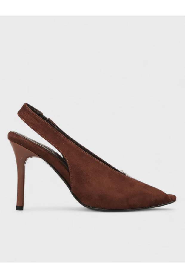 Women's Summer 11cm Thin Open Heeled Shoes - 230 3191 - Brown Suede