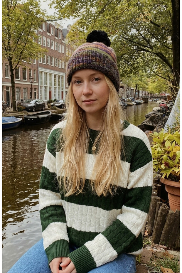 Norden ™ Pompom Ethnic Patterned Soft Textured Knitted Beanie 2748