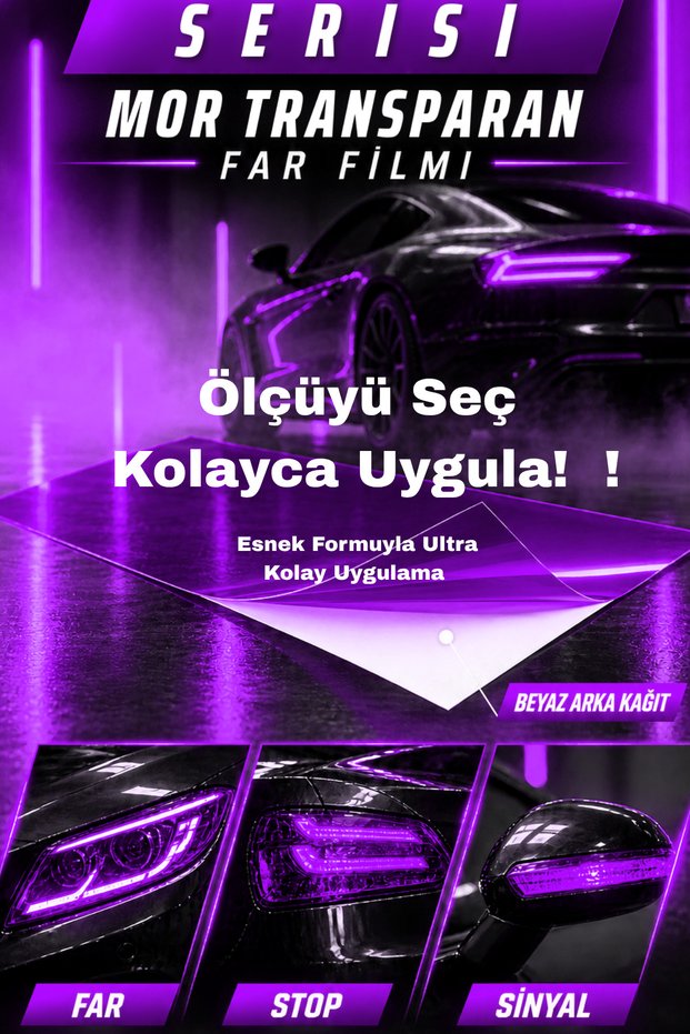 Purple Clear Tinted Headlight Film for Motorcycles and Cars Stretchable Easy to Apply Headlight Foil(Choose Your Size)
