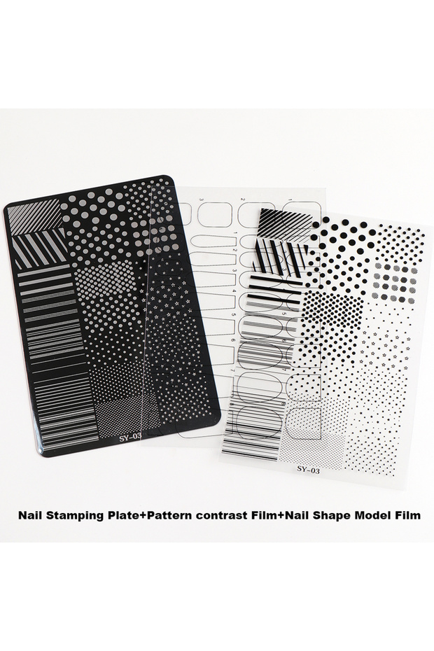 SY-03 3pcs/Set Cute Polka Dot Line Nail Stamping Plate Mini Star Geometric Stripe Polish Transfer Pr