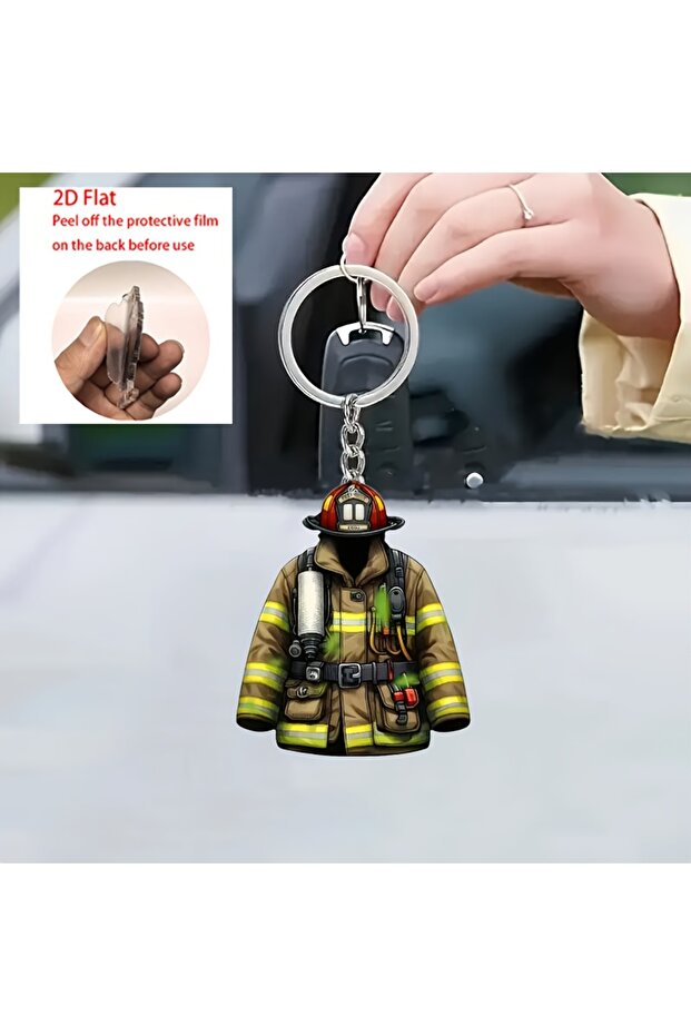 6 cm 1pc [2D Flat] [2D Flat] Single Piece of 2D Acrylic Flat Keychain - Waterproof Accessory, Firefi