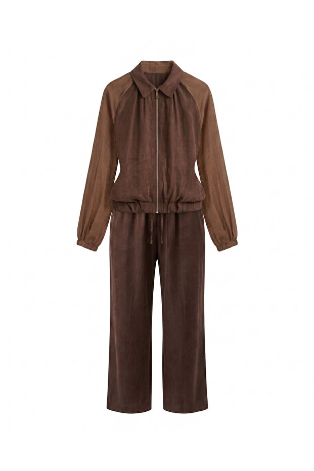Coffee Garnished Bomber Pants Set