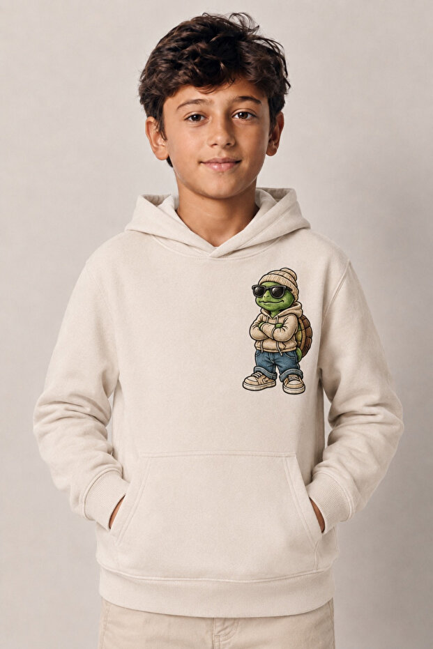 Boy's Hooded Printed Sweatshirt – Casual Hoodie with Kangaroo Pocket