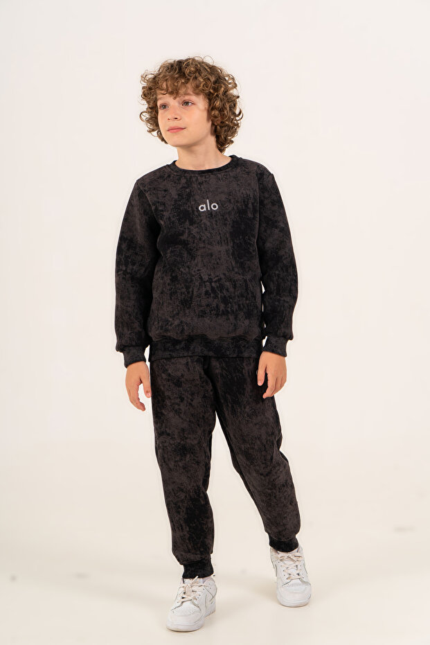 Children's Tie-Dye Patterned 3-Yarn Tracksuit Set