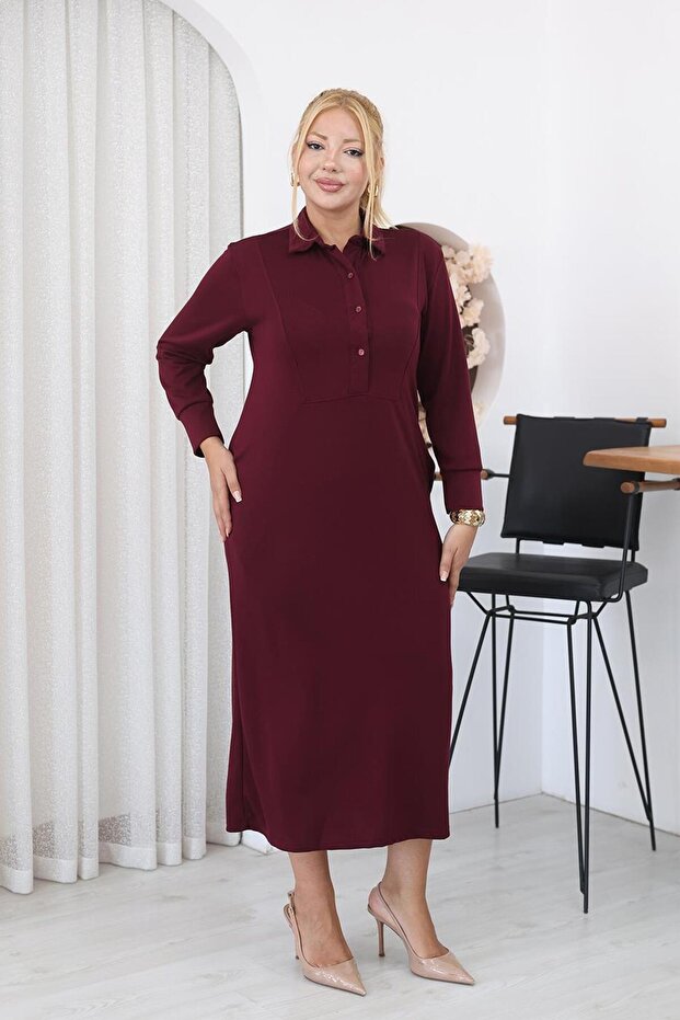 Plus Size Button Detailed Modal Fabric Suit