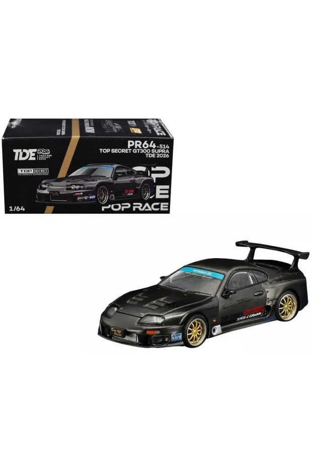 Pop Race Toyota Supra Top Secret Gt300 Tde 2026 Carbon Look Diecast Pr640514 1/64 Model Car