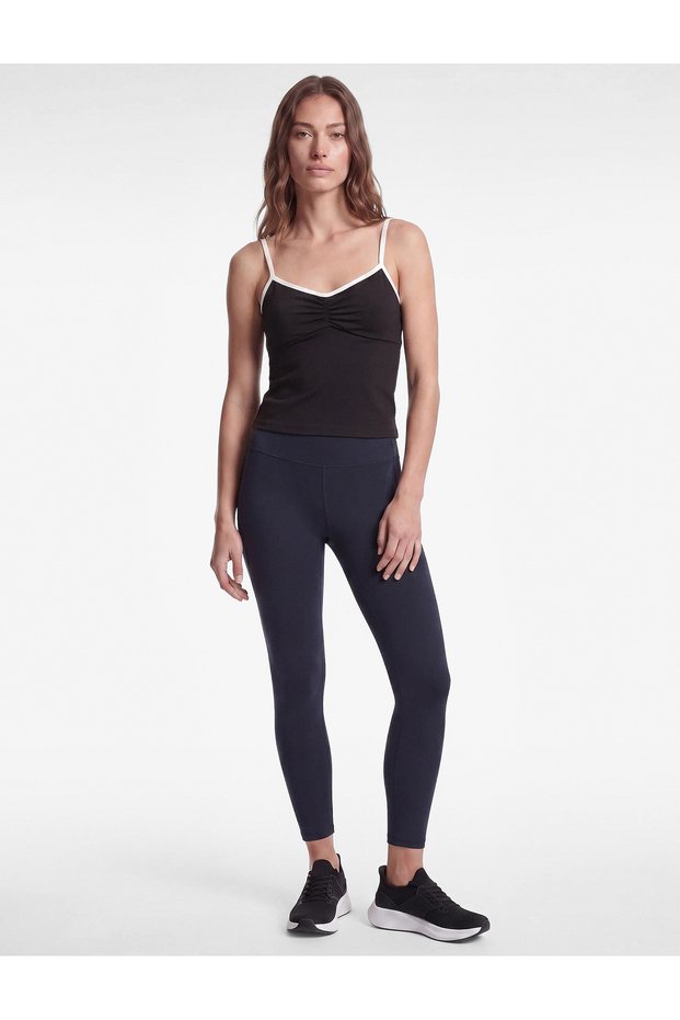 Slim Fit High Waist Sports Leggings with Stitching Detail