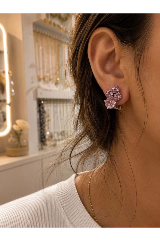 Lilac Crystal Stone Clip-On Earrings