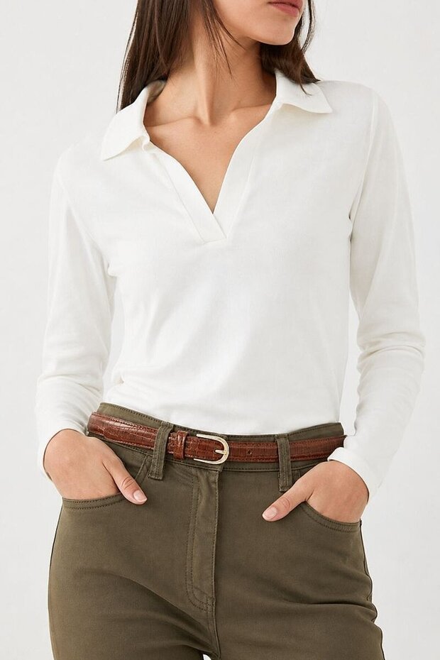 Kroka Patterned Thin Faux Leather Belt - Tan