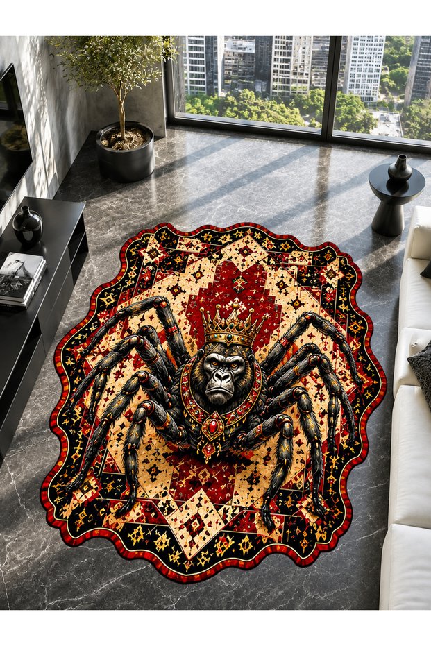 Sdt Spider Themed Woven Base Decorative Carpet Sdtamour4085