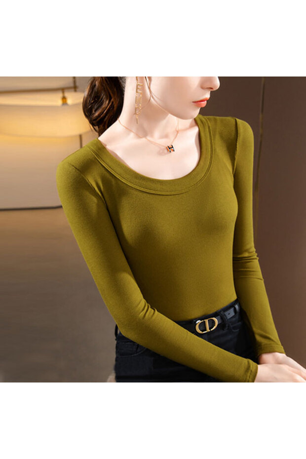 Women's Army Green Long Sleeve T-Shirt