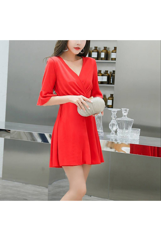 Women's Red A-line Dress