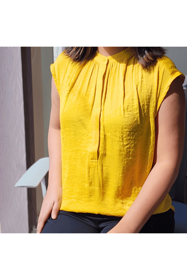Women's Yellow High Neck Blouse