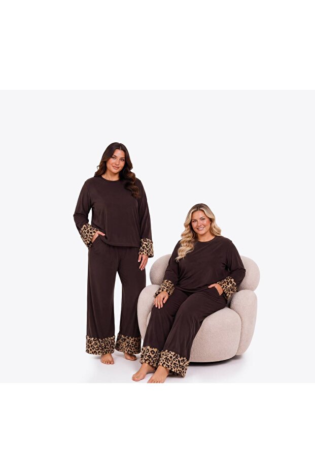 Long Sleeve French Velvet Fabric Winter Plus Size Women's Pajama Set